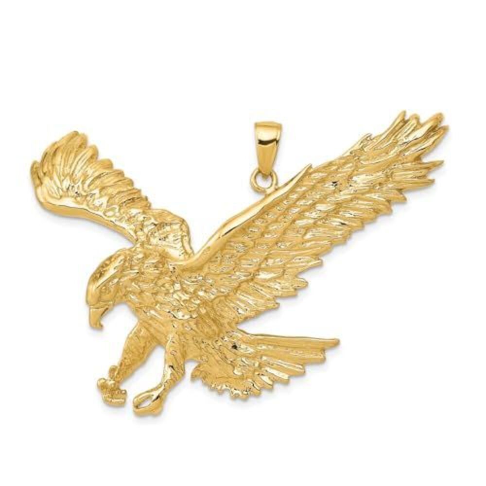 10k Yellow Gold Solid Polished Eagle Pendant - image 5